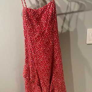 Princess Polly Red Floral Ruffle Hem Dress